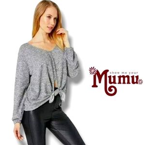 Show Me Your Mumu Keegan Mountaintop Knit Tie-Front Sweater | Medium
